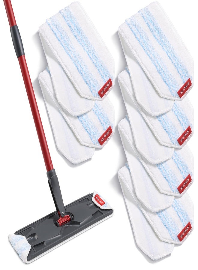 BEJOMOP Microfiber Mop Pads 6 PCS, 15.95” x 4.33” Reusable Washable Replacements Mop Pads for Wood Floor Compatible with O-Cedar H2prO, Blue and White Stripes - Image 1