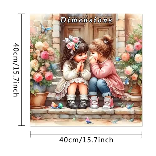 MBNTJHT Girl Paint by Numbers Kit for Adults,Cute Bestie and Flower Unframed Watercolor Painting by Number Kits on Canvas for Beginners ,DIY Digital Oil Paint by Number Kits for Home Wall Decor 16X16 Inch. - Image 2