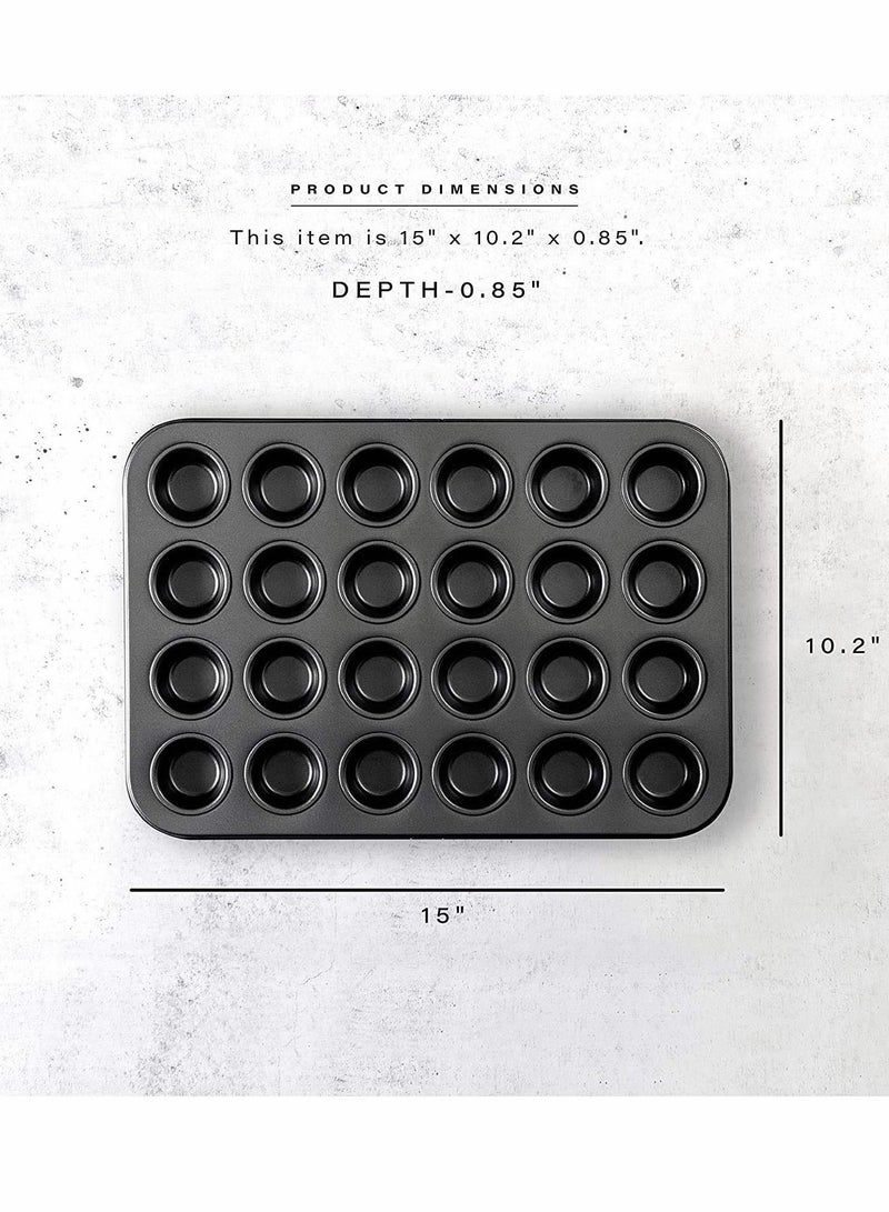 Y&D Bakeware, Bakeware Nonstick Mini Muffin Pan, 24 Cup - Black, Premium Quality Cupcake Pan with Technology, Dishwasher Safe, No-Toxic Material, Commercial Grade Carbon Steel - Image 2