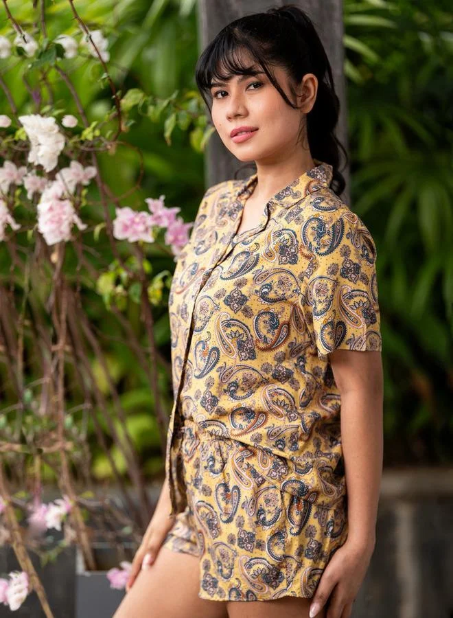 Aadaraya  Aadaraya Pyjama Short Set Shirt and Shorts for Women | Best Price UAE