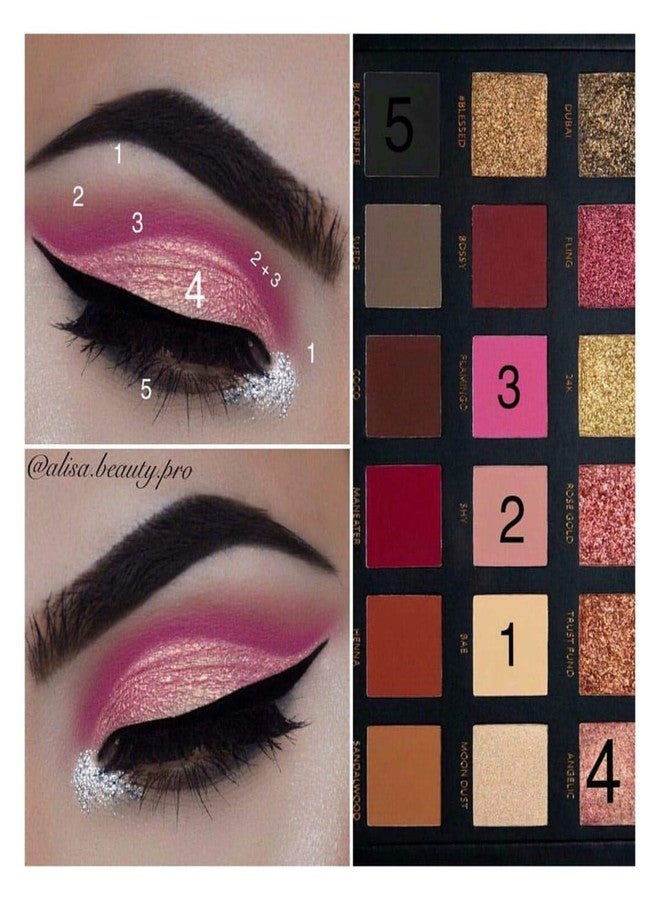 Authentic Store Rose Gold Eyeshadow Palette 18 Color Makeup Palette Highlighters Eye Make Up High Pigmented Professional Mattes and Shimmers (RoseGold) - Image 4