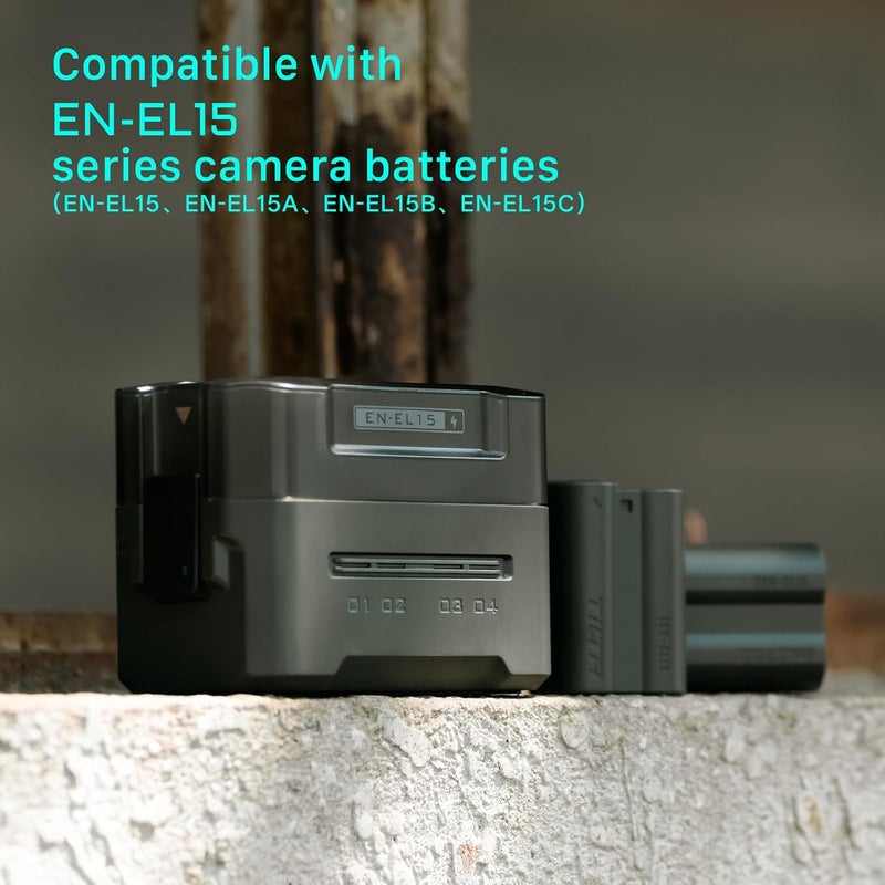 Tilta EN-EL15 Battery Charger 4-Channel Charging Case Compatible with EN-EL15 Batteries, Portable Charging Station TBC-EL15-GN - Image 4
