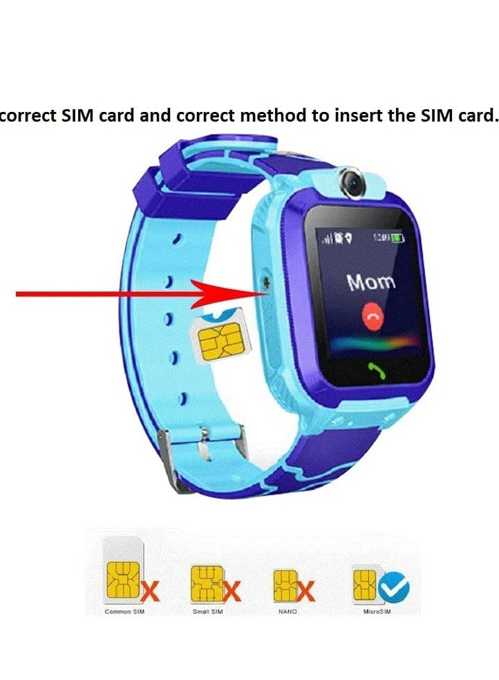 ساعة ذكية رسمية - ساعة ذكية للأطفال Q12 ساعة أطفال ساعة Baby مع شاشة 1.44 بوصة مقاومة للماء دردشة صوتية باحث متعقب ومراقب مضاد للفقدان (أزرق) - Image 4