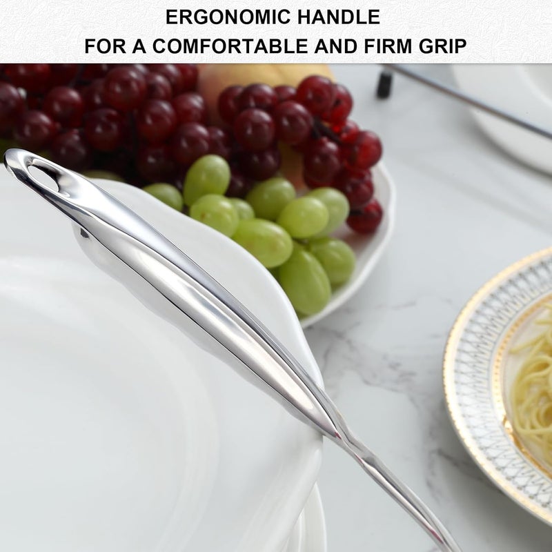Pleafind Spaghetti Spoon, One-Piece Stainless Steel Pasta Spoon, 13-Inch Comfort Grip Design Pasta Scoop, Spaghetti Strainer with Teeth, Silver Pasta Server Utensil - Image 3