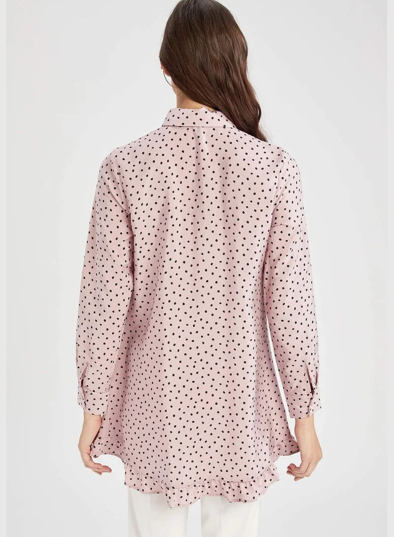 ديفاكتو Woman Woven Top Relax Fit Regular Long Sleeve Woven Tunic