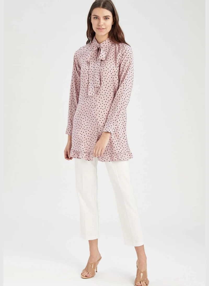 ديفاكتو Woman Woven Top Relax Fit Regular Long Sleeve Woven Tunic