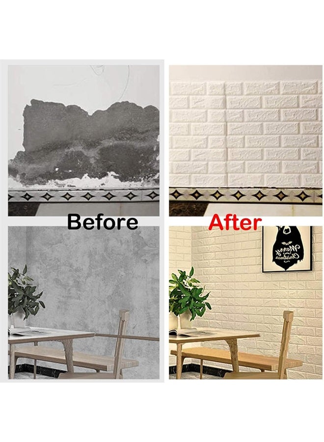 DUNISO 12 Pcs 3D Wall Panels,Wallpaper Stick and Peel,Self Adhesive Waterproof Foam Faux Brick Paneling for Bedroom,Bathroom,Kitchen,Fireplace ，35 * 38.5cm，White  - Image 3