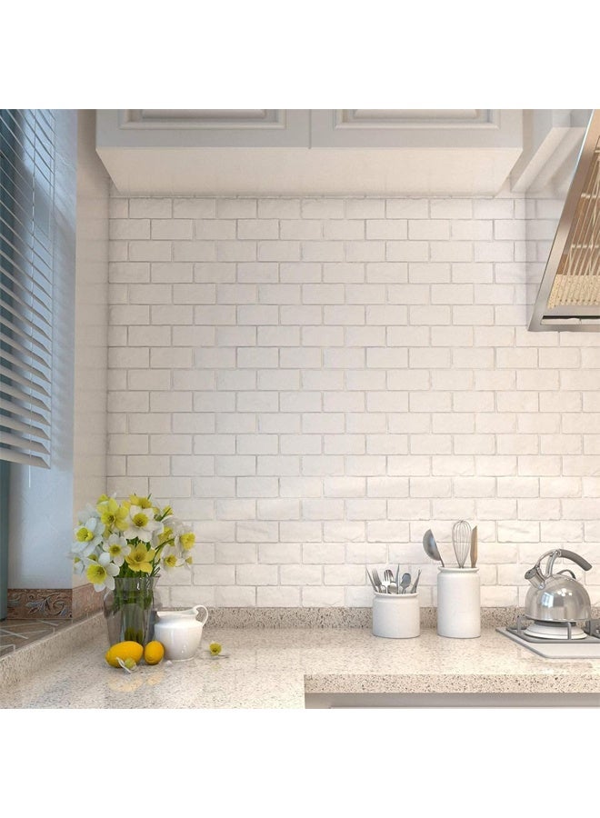 DUNISO 12 Pcs 3D Wall Panels,Wallpaper Stick and Peel,Self Adhesive Waterproof Foam Faux Brick Paneling for Bedroom,Bathroom,Kitchen,Fireplace ，35 * 38.5cm，White  - Image 2