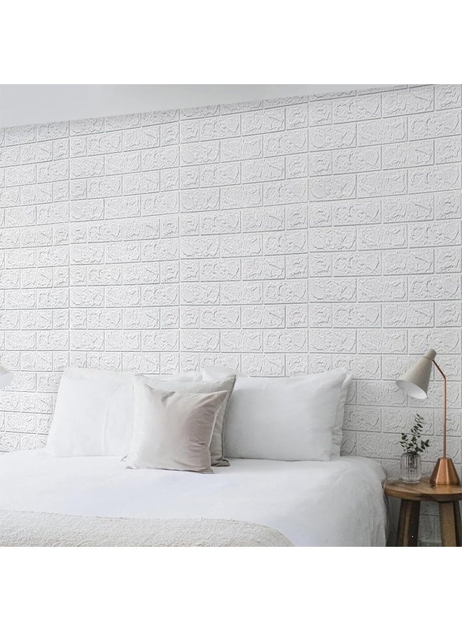 DUNISO 12 Pcs 3D Wall Panels,Wallpaper Stick and Peel,Self Adhesive Waterproof Foam Faux Brick Paneling for Bedroom,Bathroom,Kitchen,Fireplace ，35 * 38.5cm，White  - Image 5