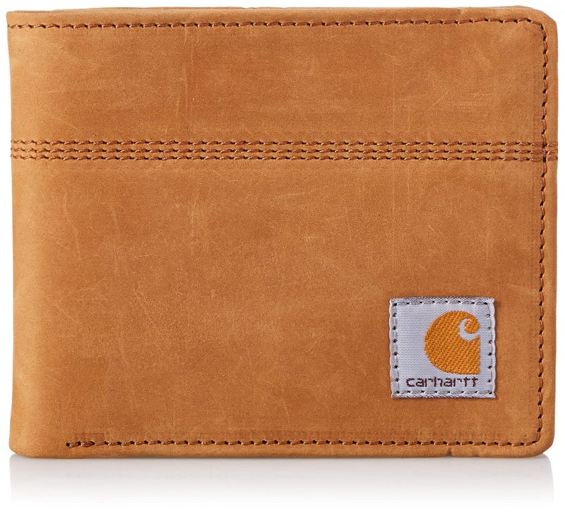 Carhartt Men's Casual Saddle Leather Wallets, Available in Multiple Styles and Colors, Carhartt Brown (Bifold) - Image 3
