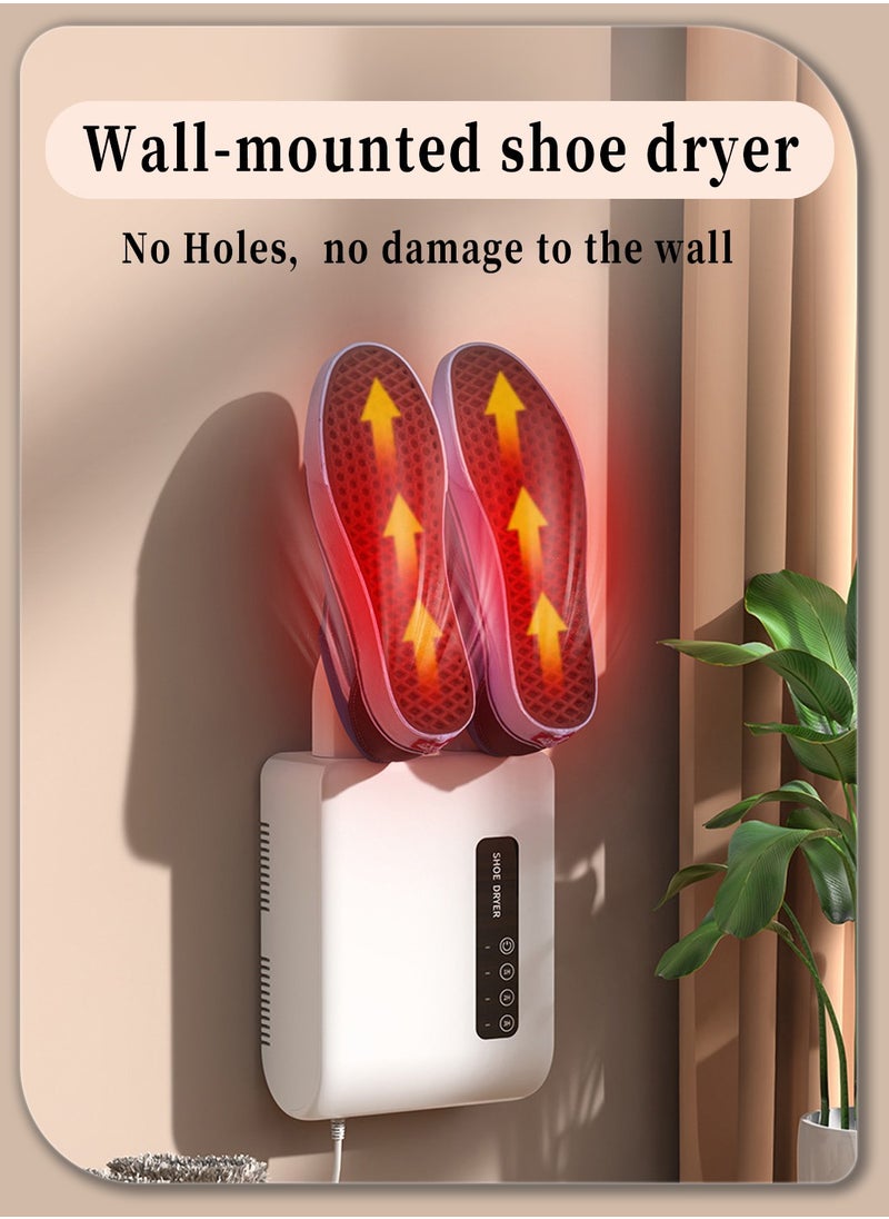 Moovant - Multi-functional Wall-mounted Electric Shoe Dryer, UV Disinfection Deodorizing Shoe Warmer, Smart Quick Drying Shoe Dryer, Portable Retractable Boot Dryer, 41db Light Sound, 1-3 Hours Timer, White - Image 1