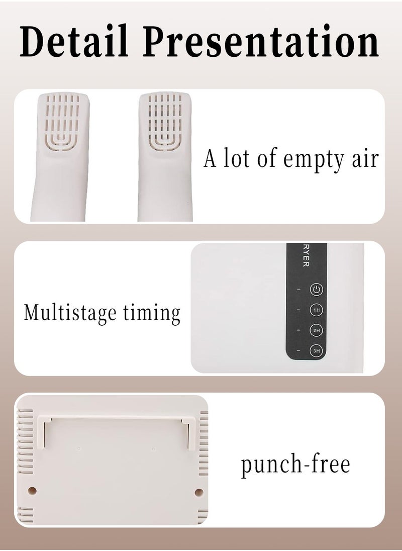 Moovant - Multi-functional Wall-mounted Electric Shoe Dryer, UV Disinfection Deodorizing Shoe Warmer, Smart Quick Drying Shoe Dryer, Portable Retractable Boot Dryer, 41db Light Sound, 1-3 Hours Timer, White - Image 1