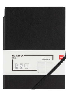A5 Size Soft Leather Cover Executive Notebook With Elastic Closure 80 Sheets Black