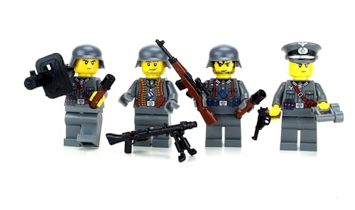 Battle Brick مجموعة جنود الحرب العالمية الثانية الألمانية القابلة للجمع بطول 16 بوصة - شخصية مخصصة مصنوعة من الطوب الأصلي من الولايات المتحدة هدية رائعة للأعمار من 8 إلى البالغين AFOL - Image 1