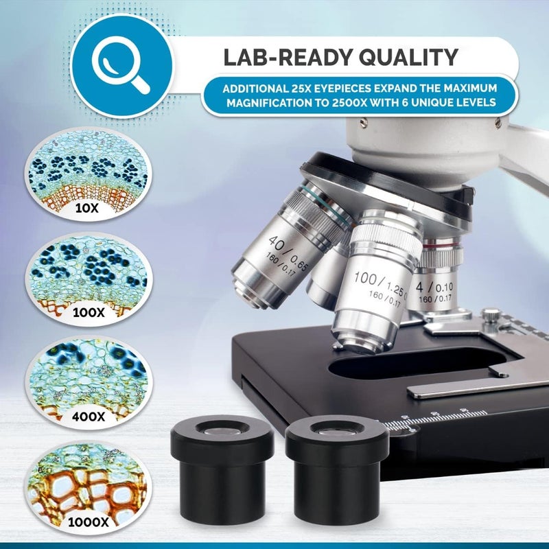 AmScope AmScope B120BE1 Digital Siedentopf Binocular Compound Microscope 40X2000X Magnification Brightfield LED Illumination Abbe Condenser DoubleLayer Mechanical Stage Includes 13MP Camera and Software  - Image 3