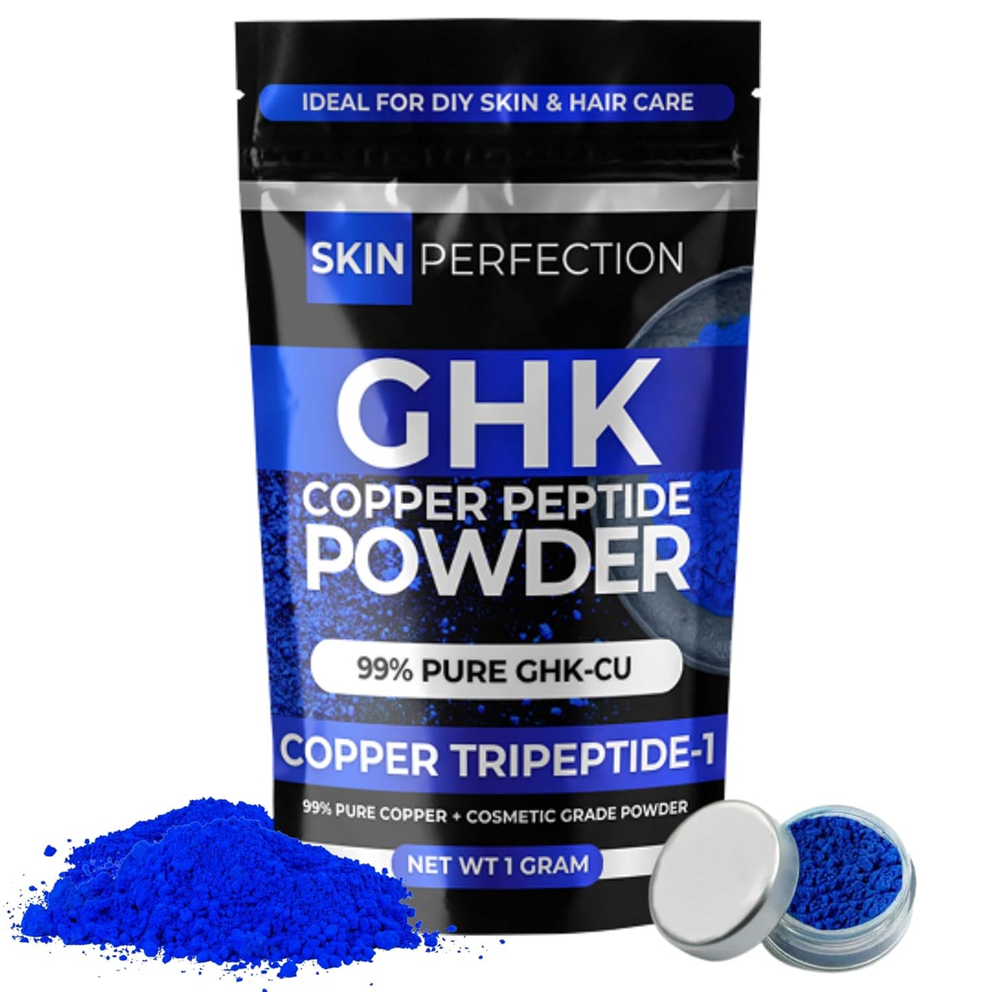 تسوق Skin Perfection وSkin Perfection GHK Copper Peptide Powder with GHKCu for Scalp Hair Anti Aging Copper Powder for Fine Lines Wrinkles DIY Serum for Face Hair Tonic Mix 1 Gram Jar