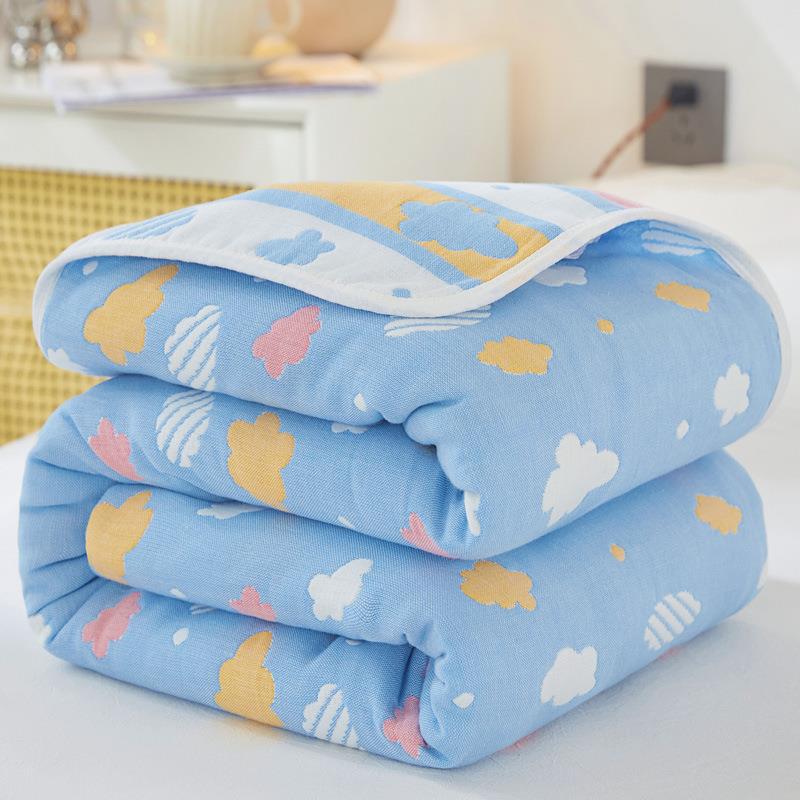 100% Cotton Lightweight Summer Baby Blanket (clouds blue) 