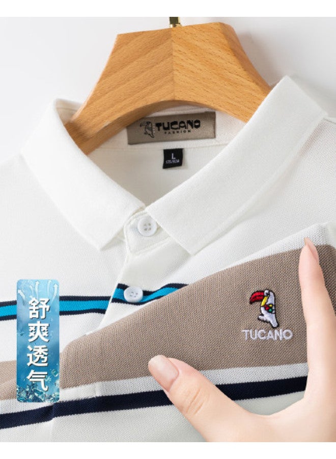 Tucano men's Summer Striped Short-sleeve Polo Shirt - Versatile Casual Style - Image 1