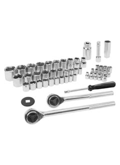 ACE 52-Piece Metric and SAE Socket Set Silver and Black 18.288 x 39.624 x 3.81 cm W1172  - Image 1
