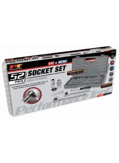 ACE 52-Piece Metric and SAE Socket Set Silver and Black 18.288 x 39.624 x 3.81 cm W1172  - Image 2