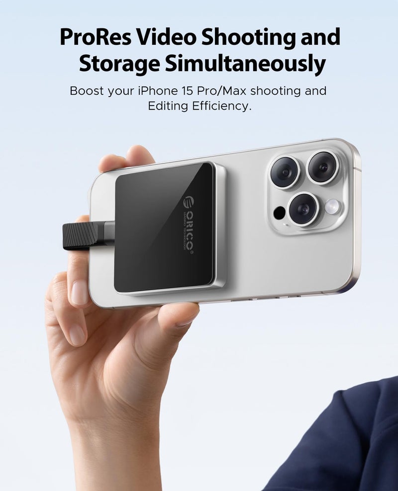 Orico حاوية ORICO المغناطيسية M.2 NVMe 2230 متوافقة مع MagSafe لهاتف iPhone 15/16 Pro Max ProRes، 10Gbps USB C 3.2 Gen2 Type-C إلى قارئ NVMe مع غلاف واقي، حبل - AP30 - Image 2