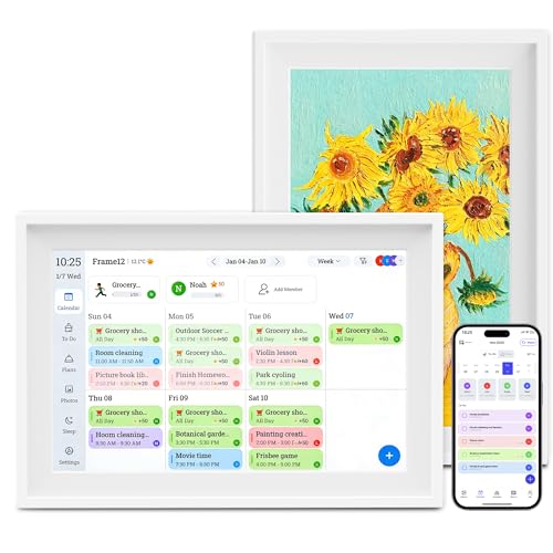 JEEJIA Digital Calendar, 10.1" HD Touchscreen AI Photo Restoration & Meal Planner Auto-Rotate Desktop Wall Mount for Family Home, To Do List, Duty Chart - Image 1