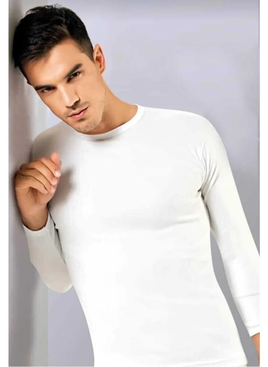 Tutku Elit 1302 Men's Elastane Long Sleeve O Neck Undershirt 6 Pieces