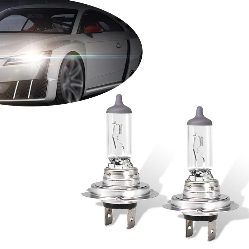 dawfall Pack-2 Car H7 Halogen Bulbs, 55W 12V Quartz Lamp, Super Bright Beam Low/High Beam Fog Light Replacement, All-in-one Plug and Play Bulb, Universal Lighting Accessories for Cars (White Light) - Image 1