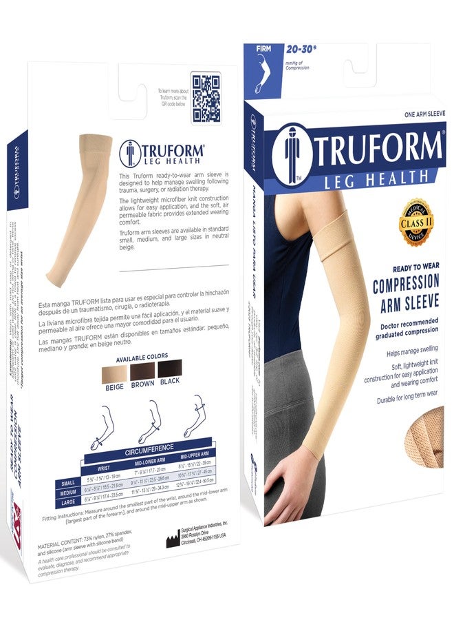 Truform Lymphedema Compression Arm Sleeve, 20-30 mmHg Post Mastectomy Support, Brown, Small - Image 3