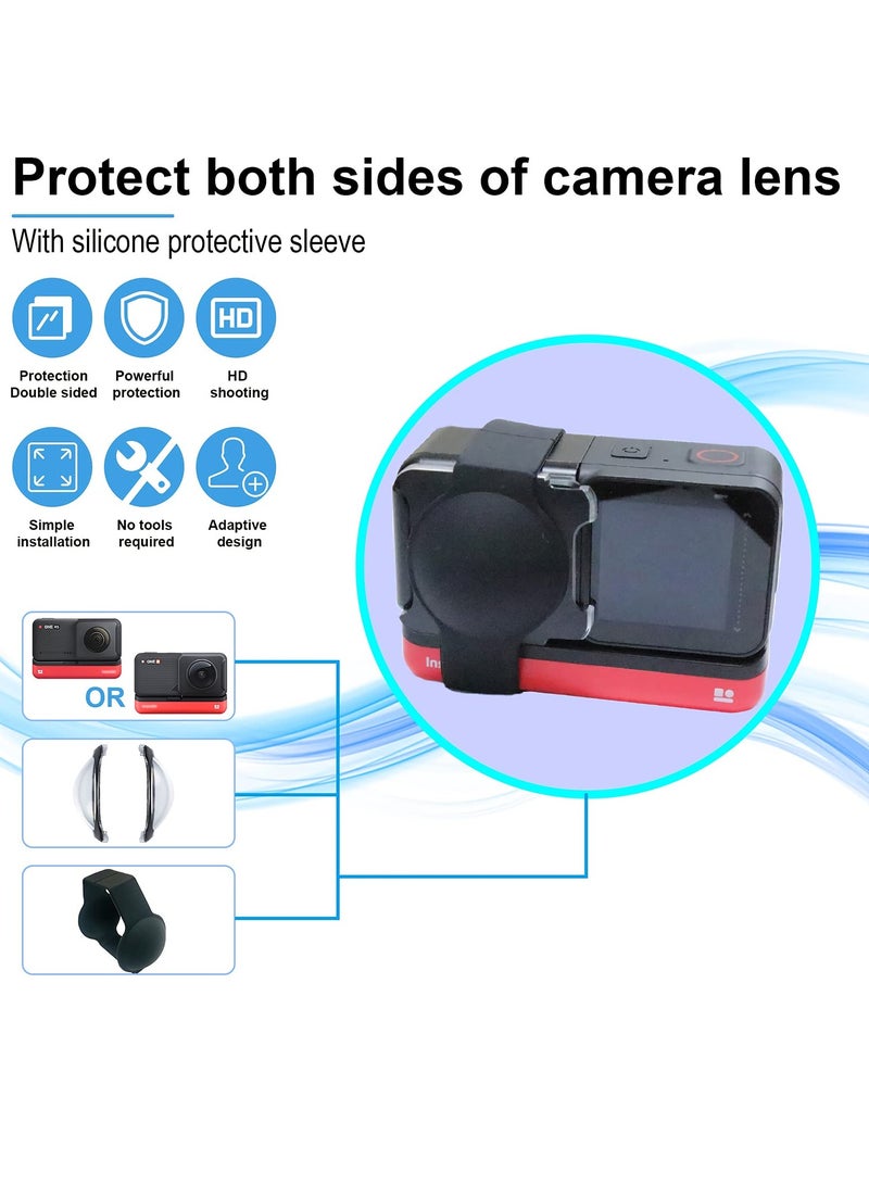 Dual Lens Guards for Insta360 One RS/ONE R, Sticky Panoramic Lens Protection Cap Accessories, with Silicone Lens Cover - Image 3