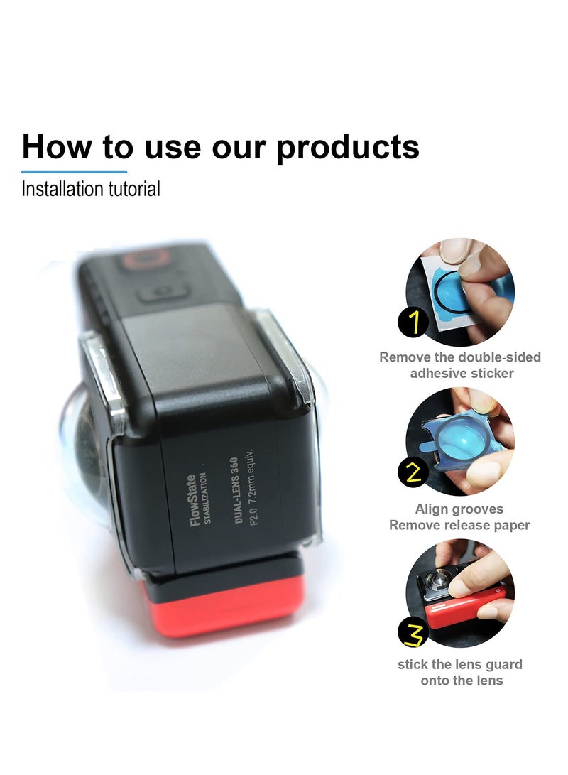 Dual Lens Guards for Insta360 One RS/ONE R, Sticky Panoramic Lens Protection Cap Accessories, with Silicone Lens Cover - Image 5