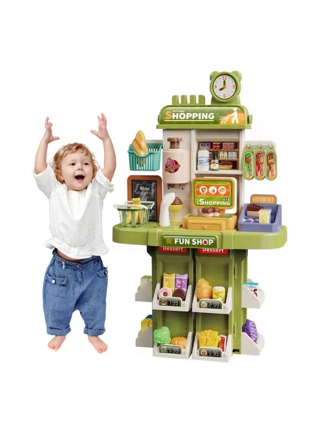 Large Pretend Play Supermarket Playset Toy for Kids Toddlers, Pretend Play Store Cash Register Toy, Simulation Cashier Till Grocery Shopping - Image 1