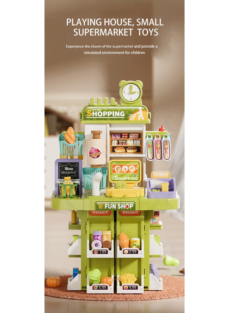 Large Pretend Play Supermarket Playset Toy for Kids Toddlers, Pretend Play Store Cash Register Toy, Simulation Cashier Till Grocery Shopping - Image 2