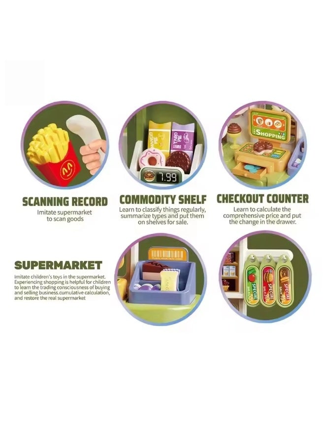 Large Pretend Play Supermarket Playset Toy for Kids Toddlers, Pretend Play Store Cash Register Toy, Simulation Cashier Till Grocery Shopping - Image 5