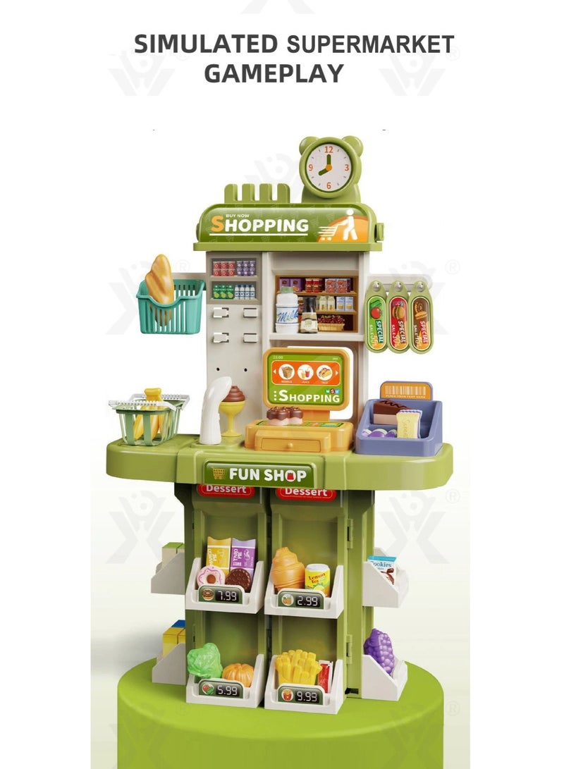 Large Pretend Play Supermarket Playset Toy for Kids Toddlers, Pretend Play Store Cash Register Toy, Simulation Cashier Till Grocery Shopping - Image 4
