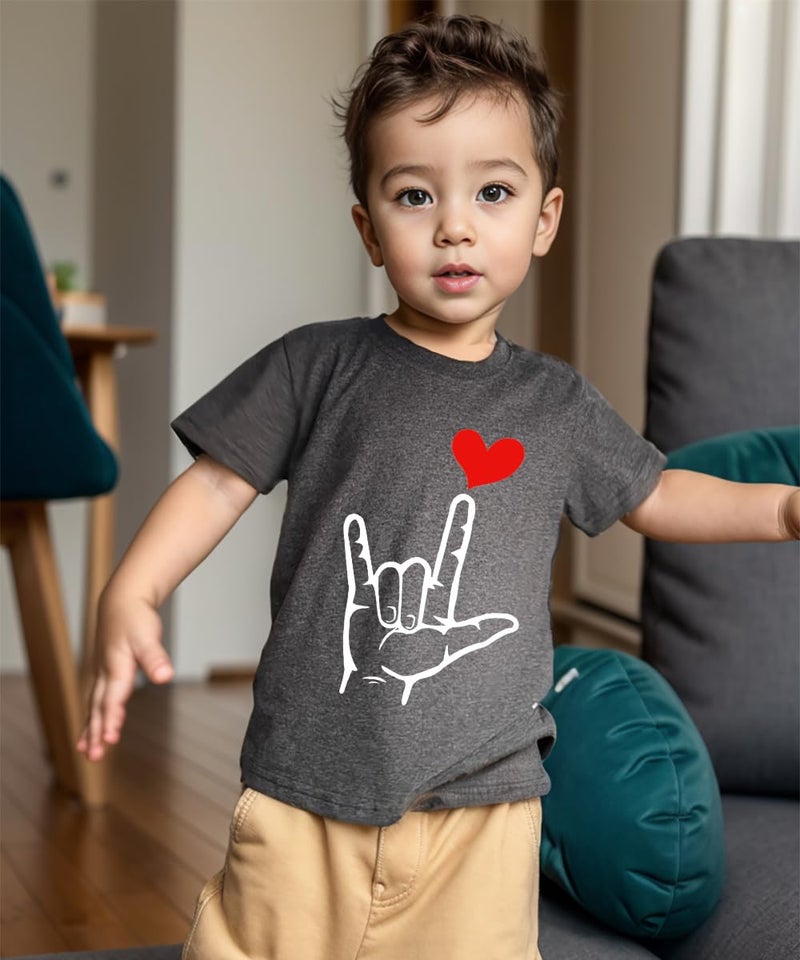 Geoyune Boys Valentines T-Shirt Baby Boys Girls Valentines Outfit Toddler Hand Sign Language Trendy Shirts Tees Clothes 5T - Image 5