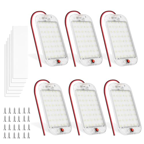 MERTTURM Dome Light for RV Interior, 48LED 800LM Ultra Bright 12 Volt LED White Lights, RV Ceiling Light with Switch Control, Ideal for Car Van Truck Camper Lorry Motorhome Boat(6 Pack) - Image 1