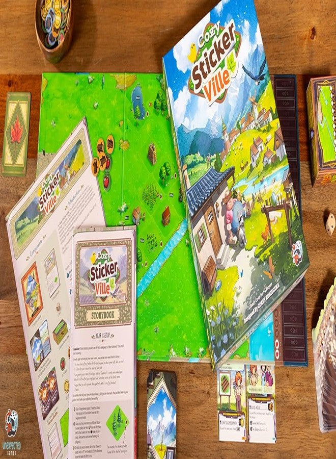 أسمودي لعبة Asmodee Cozy Stickerville اللوحية - لعبة استراتيجية سردية لبناء قرية ورواية قصص، مناسبة لجميع أفراد العائلة من الأطفال والكبار، للأعمار من 8 سنوات فما فوق، من 1 إلى 6 لاعبين، مدة اللعب 30 دقيقة - Image 4
