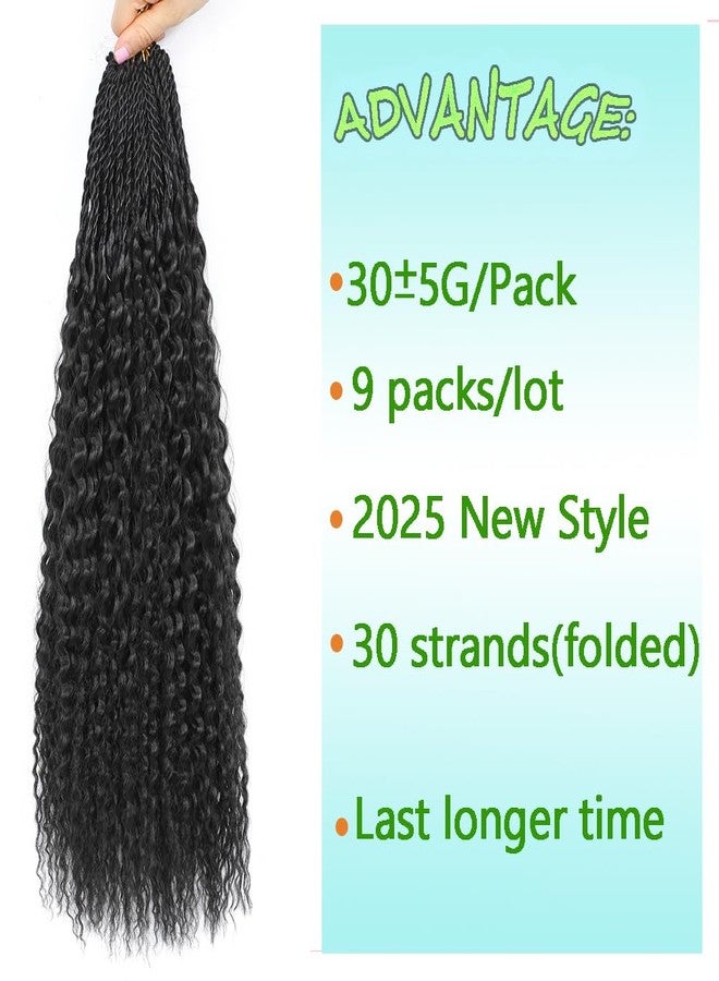 TATOUS Curly Crochet Hair Pre Looped 9 PACKS Afro Kinky Curly Crochet Braids Hair For Black Women Boho Braids crochet hair Soft Water Wave Marley Twist Braiding 30 strands/pack(1b, 20'' (Pack of 9)) - Image 2
