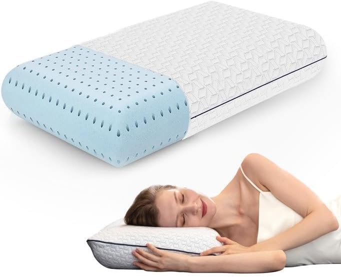 Vaverto Queen Memory Foam Pillow – Cooling Gel-Infused Firm Support for Neck and Shoulder Pain Relief, Orthopedic Design with Removable Viscose Made from Bamboo Cover – Premium Queen Size Bed Pillow - Image 2
