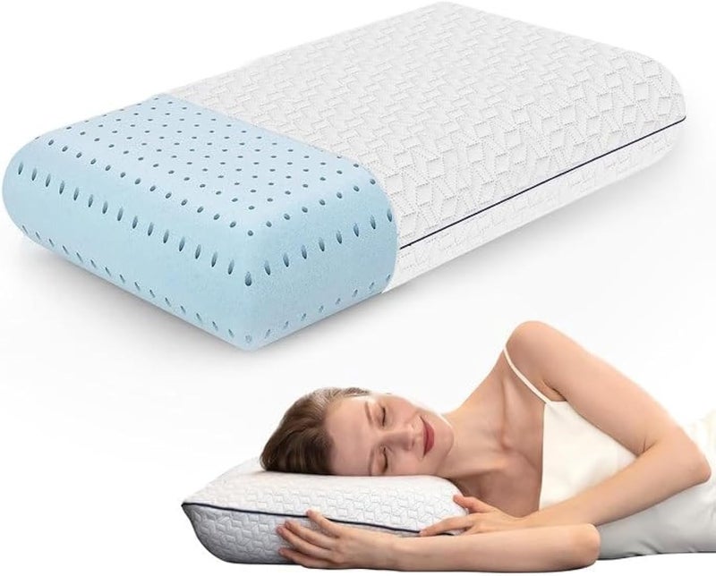 Vaverto Queen Memory Foam Pillow – Cooling Gel-Infused Firm Support for Neck and Shoulder Pain Relief, Orthopedic Design with Removable Viscose Made from Bamboo Cover – Premium Queen Size Bed Pillow - Image 1