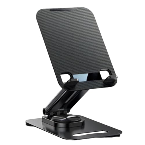 Shahn Universal Metal Adjustable Mobile & Tablet Stand, 360° Rotating, Foldable & Portable, Multi-Angle Tabletop Holder with Anti-Slip, Anti-Scratch Base for iPad, Tablets & Smartphones. - Image 1