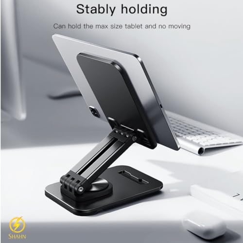 Shahn Universal Metal Adjustable Mobile & Tablet Stand, 360° Rotating, Foldable & Portable, Multi-Angle Tabletop Holder with Anti-Slip, Anti-Scratch Base for iPad, Tablets & Smartphones. - Image 5