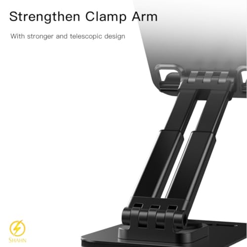 Shahn Universal Metal Adjustable Mobile & Tablet Stand, 360° Rotating, Foldable & Portable, Multi-Angle Tabletop Holder with Anti-Slip, Anti-Scratch Base for iPad, Tablets & Smartphones. - Image 4