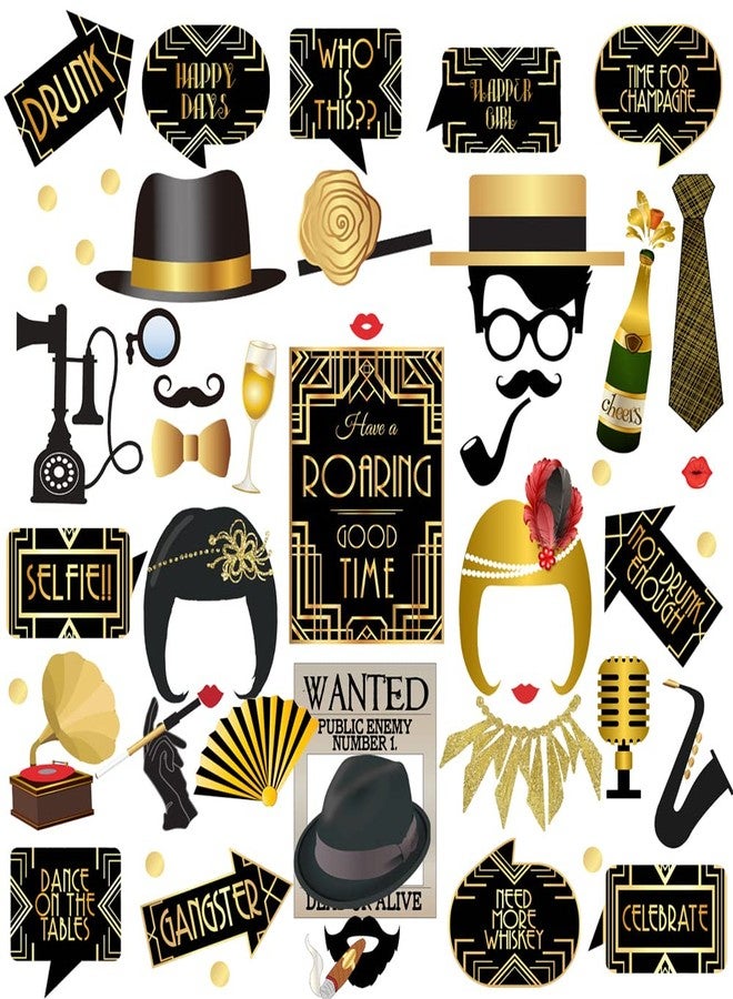 Tvorvik Roaring 20s Photo Booth Props, 43pcs Gatsby Photo Booth Props, Tvorvik Roaring 20s Party Decorations, Great Gatsby Party Decorations, Fit for 1920s Birthday Supplies, Gangster Birthday Decor - Image 1