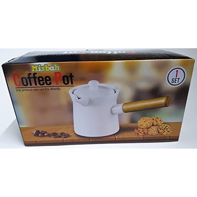MISBAH Ceramic Pot For Milk Tea And Coffee White Porcelain Teapots With Wood Handle And Lid - Image 2