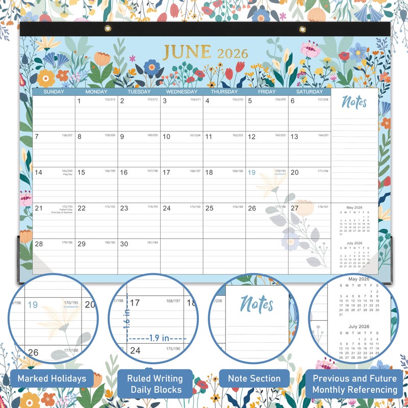Lemome 2026 Desk Calendar - Desk Calendar 2026, January - December, 12'' x 17'', with Large Ruled Blocks - Image 5