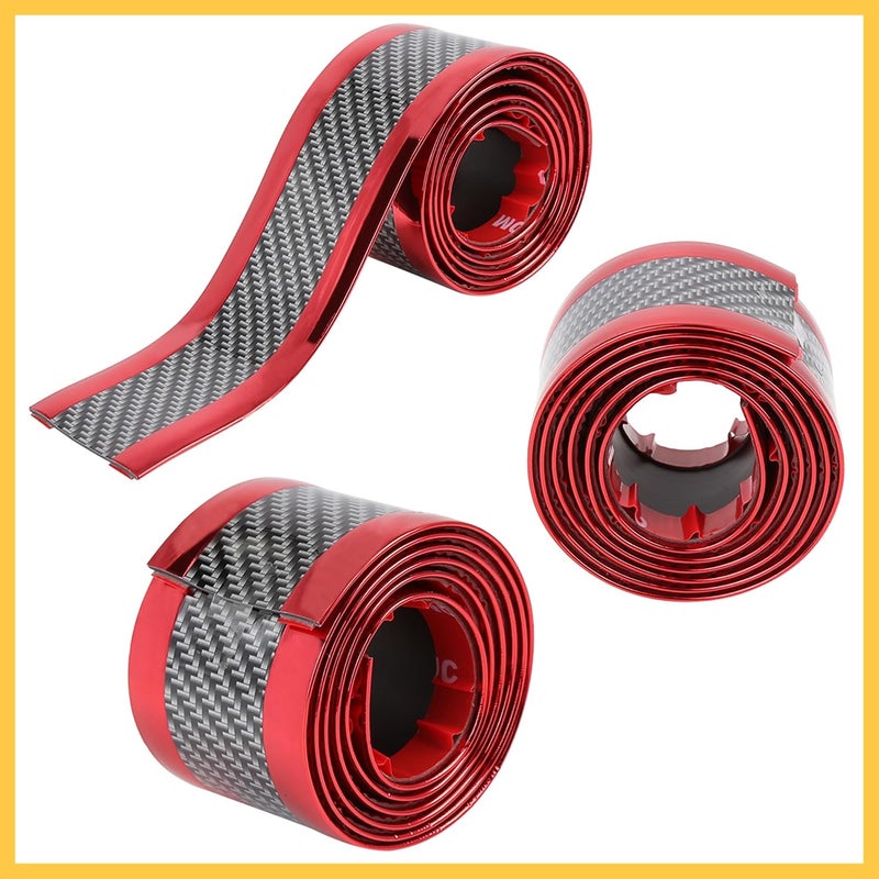 REPAIROCK 1m 3.3ft Universal Car Door Sill Protector Entry Edge Guard Strip Sticker Carbon Fiber Pattern Red Auto Replacement Parts - Image 3