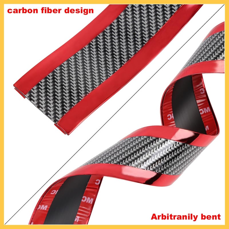 REPAIROCK 1m 3.3ft Universal Car Door Sill Protector Entry Edge Guard Strip Sticker Carbon Fiber Pattern Red Auto Replacement Parts - Image 4