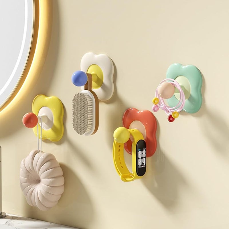 Square Adhesive Wall Hooks 4Pcs Drill Release Hangers for Towel Keys Bathroom Kitchen Storage - Image 3